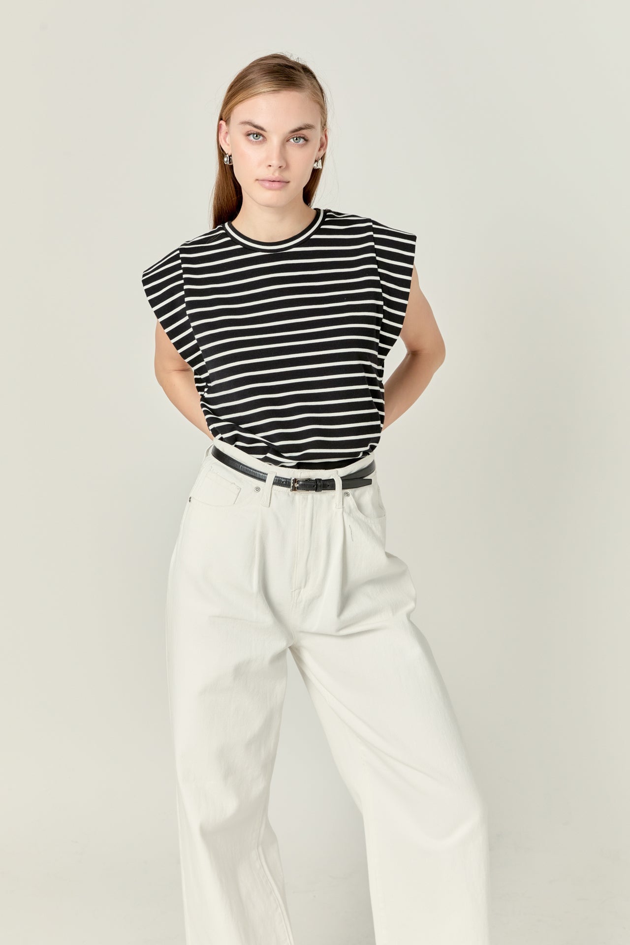 ENGLISH FACTORY - Stripe Sleeveless T-shirt - T-SHIRTS available at Objectrare