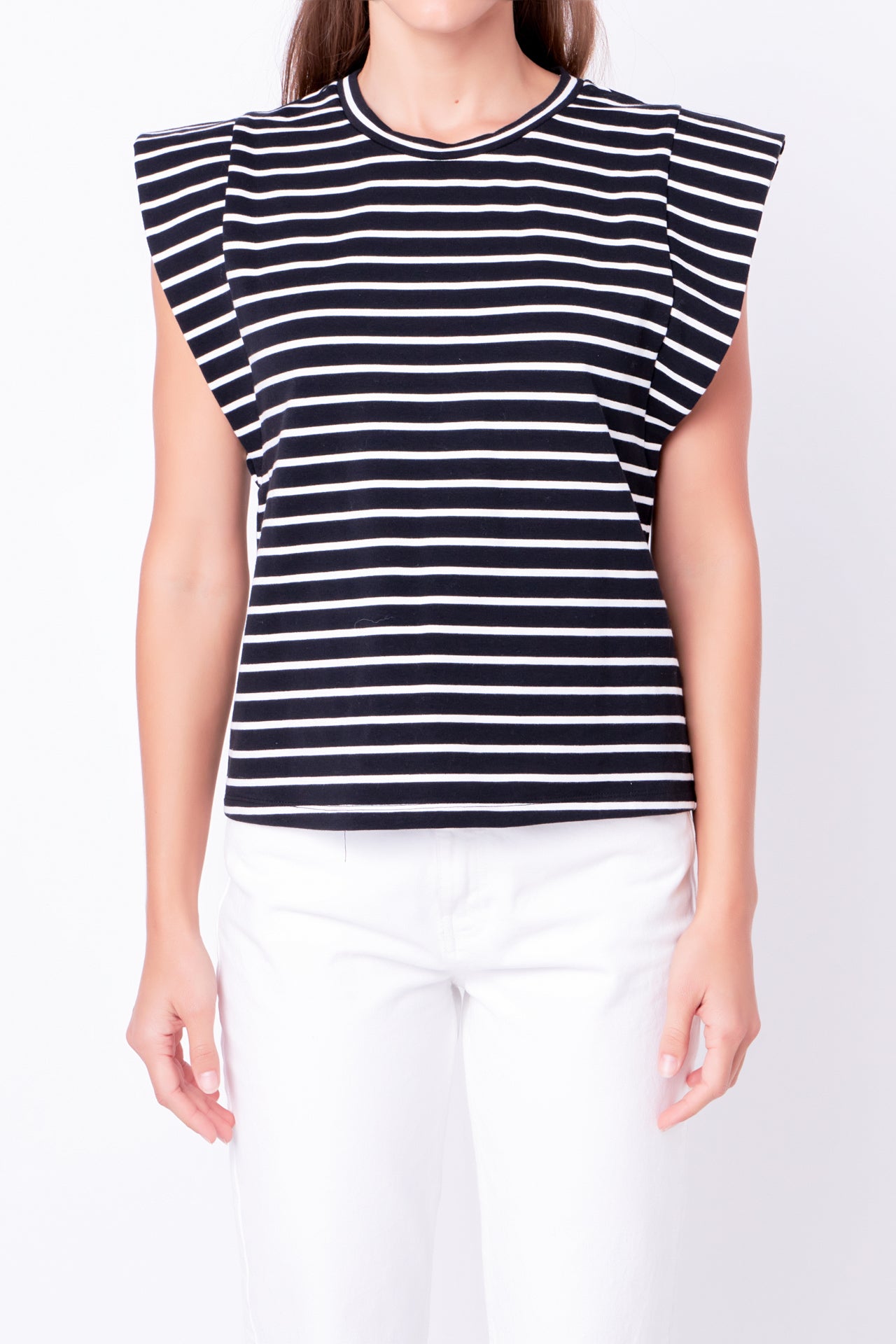 ENGLISH FACTORY - Stripe Sleeveless T-shirt - TOPS available at Objectrare
