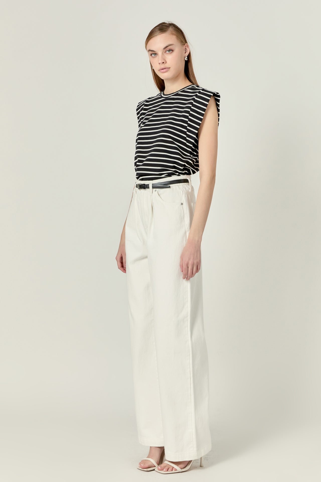 ENGLISH FACTORY - Stripe Sleeveless T-shirt - T-SHIRTS available at Objectrare