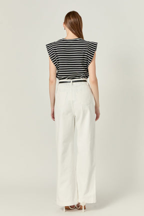 ENGLISH FACTORY - Striped Sleeveless T-shirt - TOPS available at Objectrare