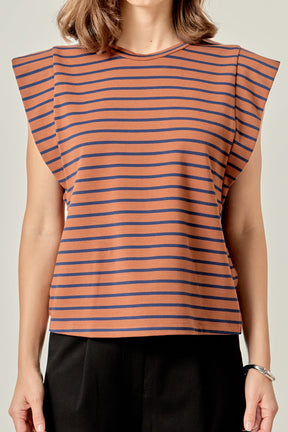 ENGLISH FACTORY - Stripe Sleeveless T-shirt - T-SHIRTS available at Objectrare