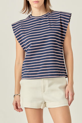 ENGLISH FACTORY - Striped Sleeveless T-shirt - TOPS available at Objectrare