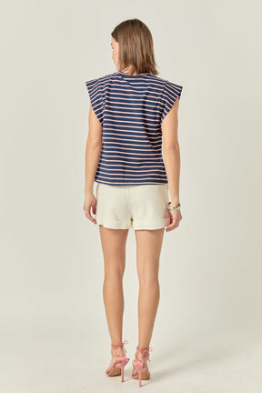 ENGLISH FACTORY - Striped Sleeveless T-shirt - TOPS available at Objectrare