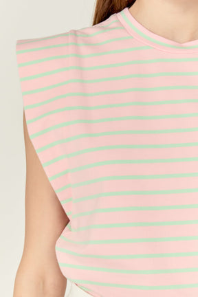 ENGLISH FACTORY - Stripe Sleeveless T-shirt - T-SHIRTS available at Objectrare
