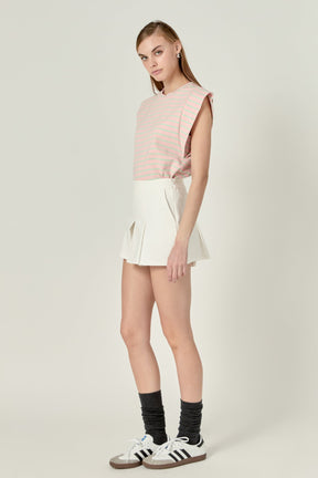 ENGLISH FACTORY - Striped Sleeveless T-shirt - TOPS available at Objectrare