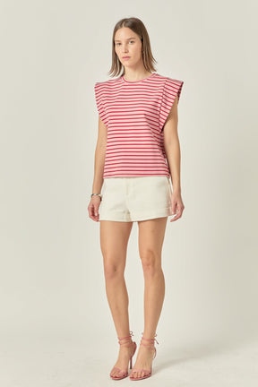 ENGLISH FACTORY - Stripe Sleeveless T-shirt - T-SHIRTS available at Objectrare