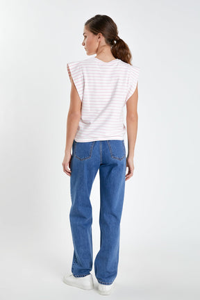 Stripe Sleeveless T-shirt