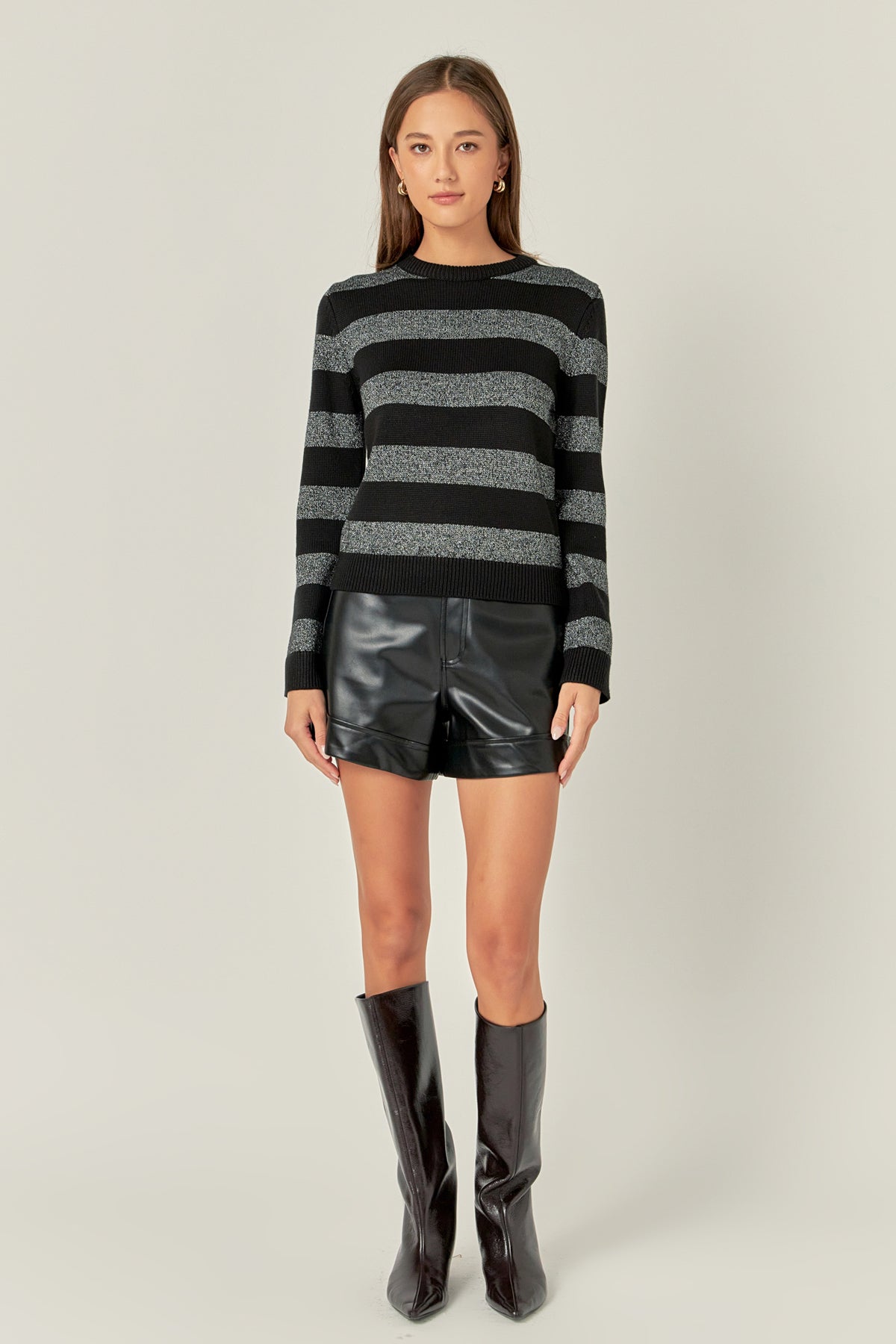 ENGLISH FACTORY - Mixed Lurex Stripe Knit Top - TOPS available at Objectrare