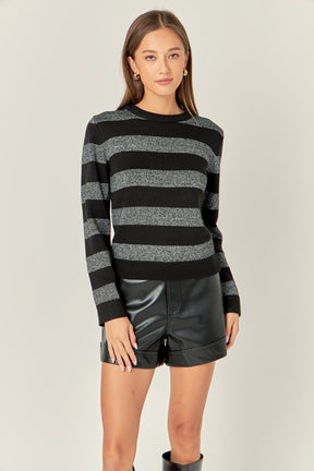 ENGLISH FACTORY - Mixed Lurex Stripe Knit Top - TOPS available at Objectrare