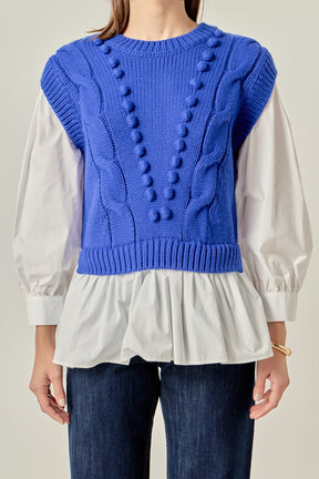 ENGLISH FACTORY - Mixed Media Cable Sweater - SWEATERS & KNITS available at Objectrare