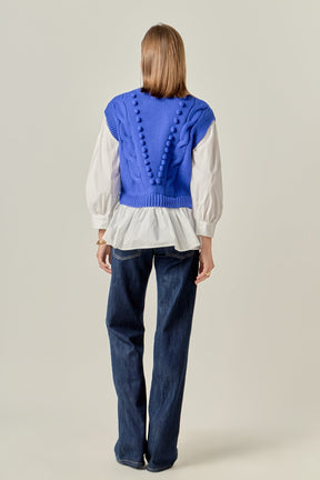 ENGLISH FACTORY - Mixed Media Cable Sweater - SWEATERS & KNITS available at Objectrare