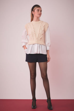 ENGLISH FACTORY - Mixed Media Cable Sweater - SWEATERS & KNITS available at Objectrare