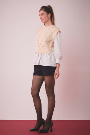 ENGLISH FACTORY - Mixed Media Cable Sweater - SWEATERS & KNITS available at Objectrare