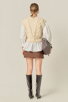 ENGLISH FACTORY - Mixed Media Cable Sweater - SWEATERS & KNITS available at Objectrare