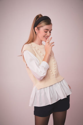 ENGLISH FACTORY - Mixed Media Cable Sweater - SWEATERS & KNITS available at Objectrare