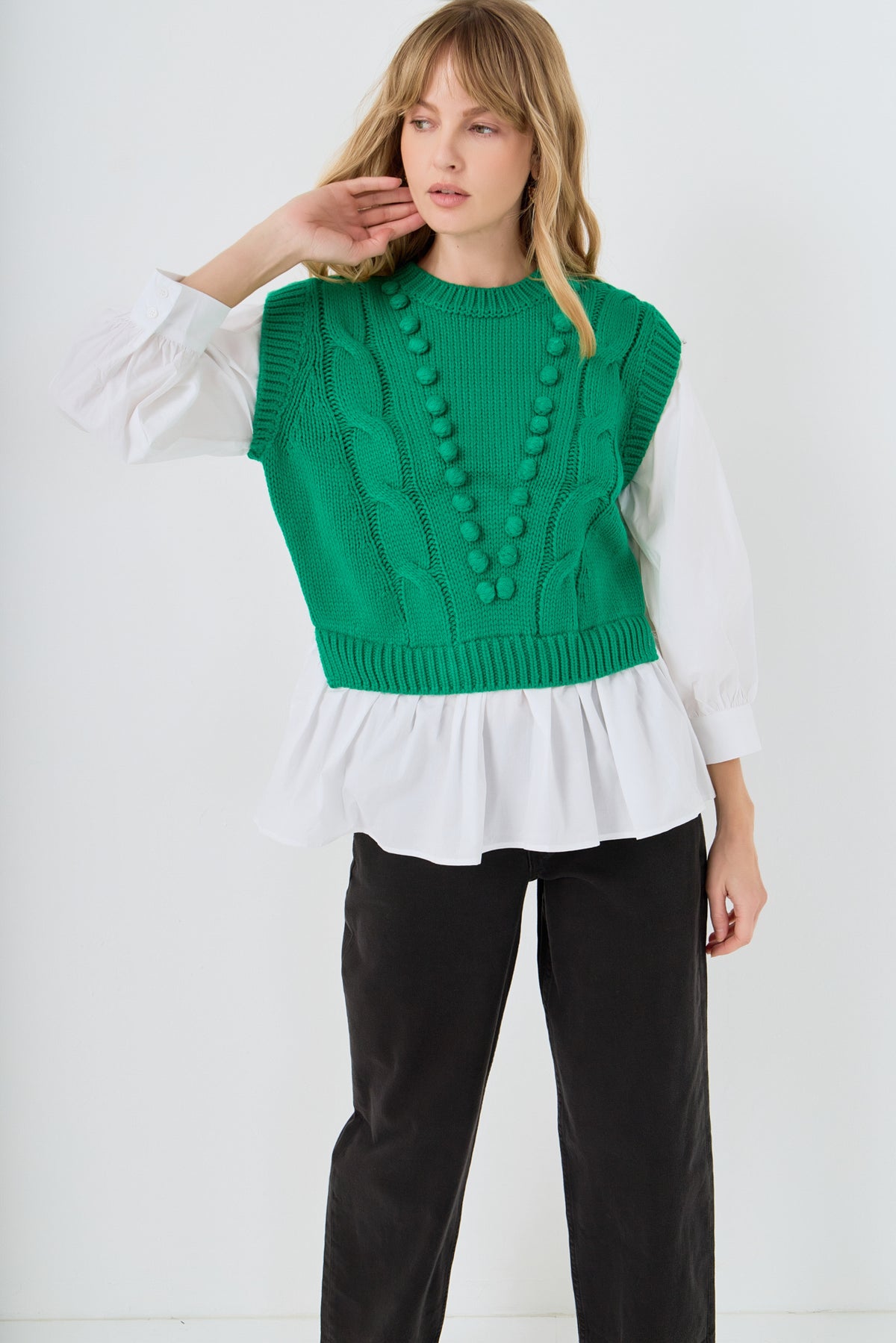 Mixed Media Cable Sweater