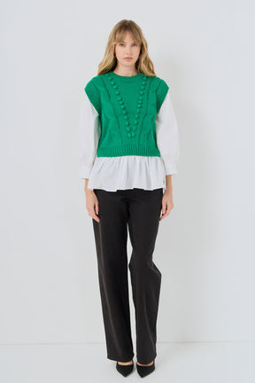 ENGLISH FACTORY - Mixed Media Cable Sweater - SWEATERS & KNITS available at Objectrare
