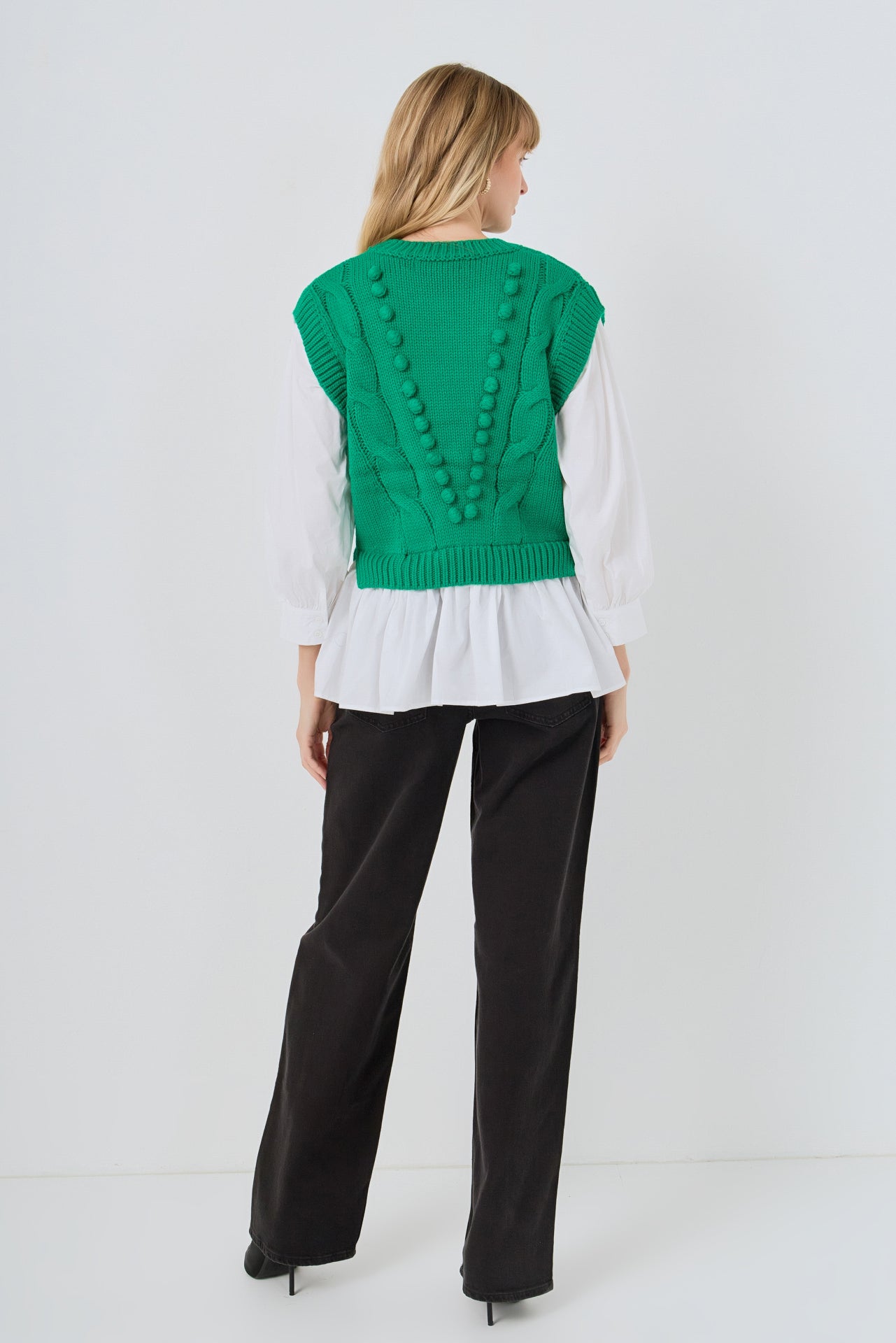 ENGLISH FACTORY - Mixed Media Cable Sweater - SWEATERS & KNITS available at Objectrare