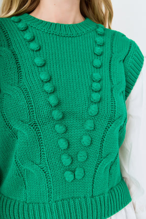 ENGLISH FACTORY - Mixed Media Cable Sweater - SWEATERS & KNITS available at Objectrare