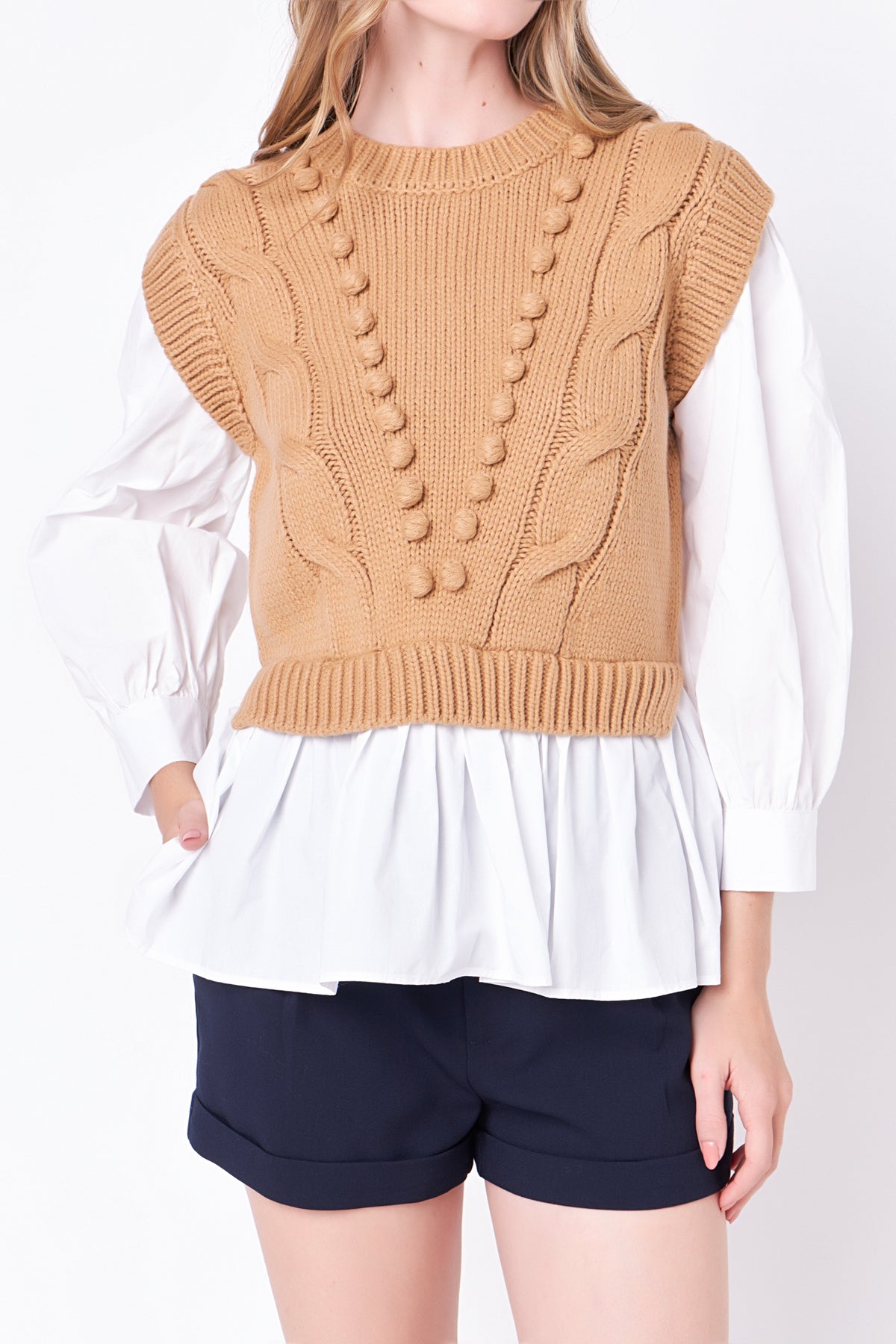 ENGLISH FACTORY - Mixed Media Cable Sweater - SWEATERS & KNITS available at Objectrare