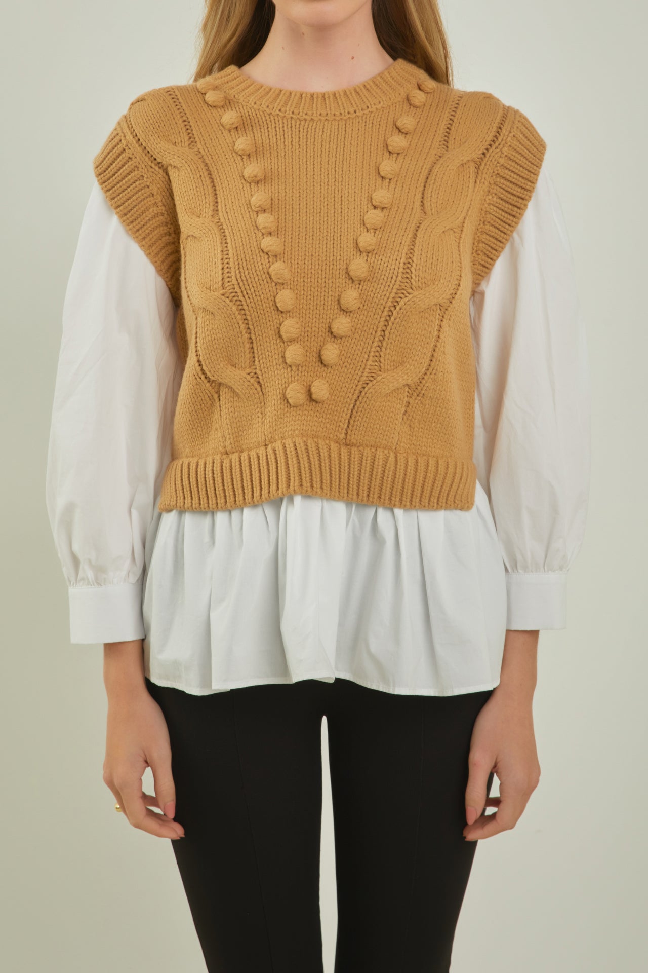 ENGLISH FACTORY - Mixed Media Cable Sweater - SWEATERS & KNITS available at Objectrare