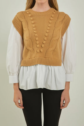 ENGLISH FACTORY - Mixed Media Cable Sweater - SWEATERS & KNITS available at Objectrare
