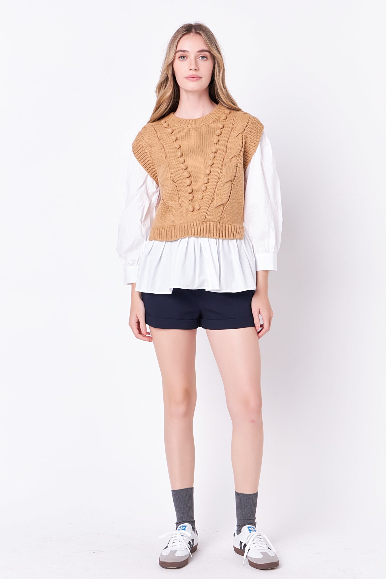 ENGLISH FACTORY - Mixed Media Cable Sweater - SWEATERS & KNITS available at Objectrare