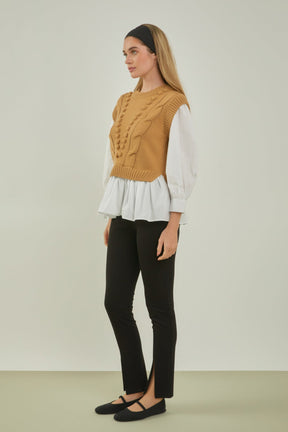 ENGLISH FACTORY - Mixed Media Cable Sweater - SWEATERS & KNITS available at Objectrare