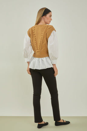 ENGLISH FACTORY - Mixed Media Cable Sweater - SWEATERS & KNITS available at Objectrare