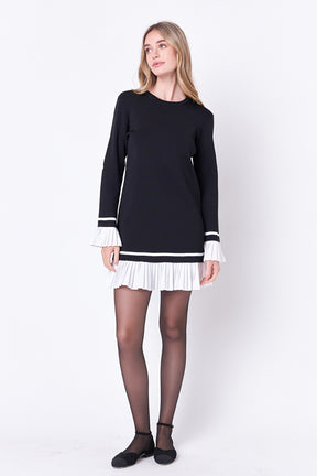 ENGLISH FACTORY - Mixed Media Pleated Mini Dress - DRESSES available at Objectrare