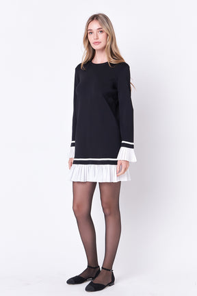 ENGLISH FACTORY - Mixed Media Pleated Mini Dress - DRESSES available at Objectrare