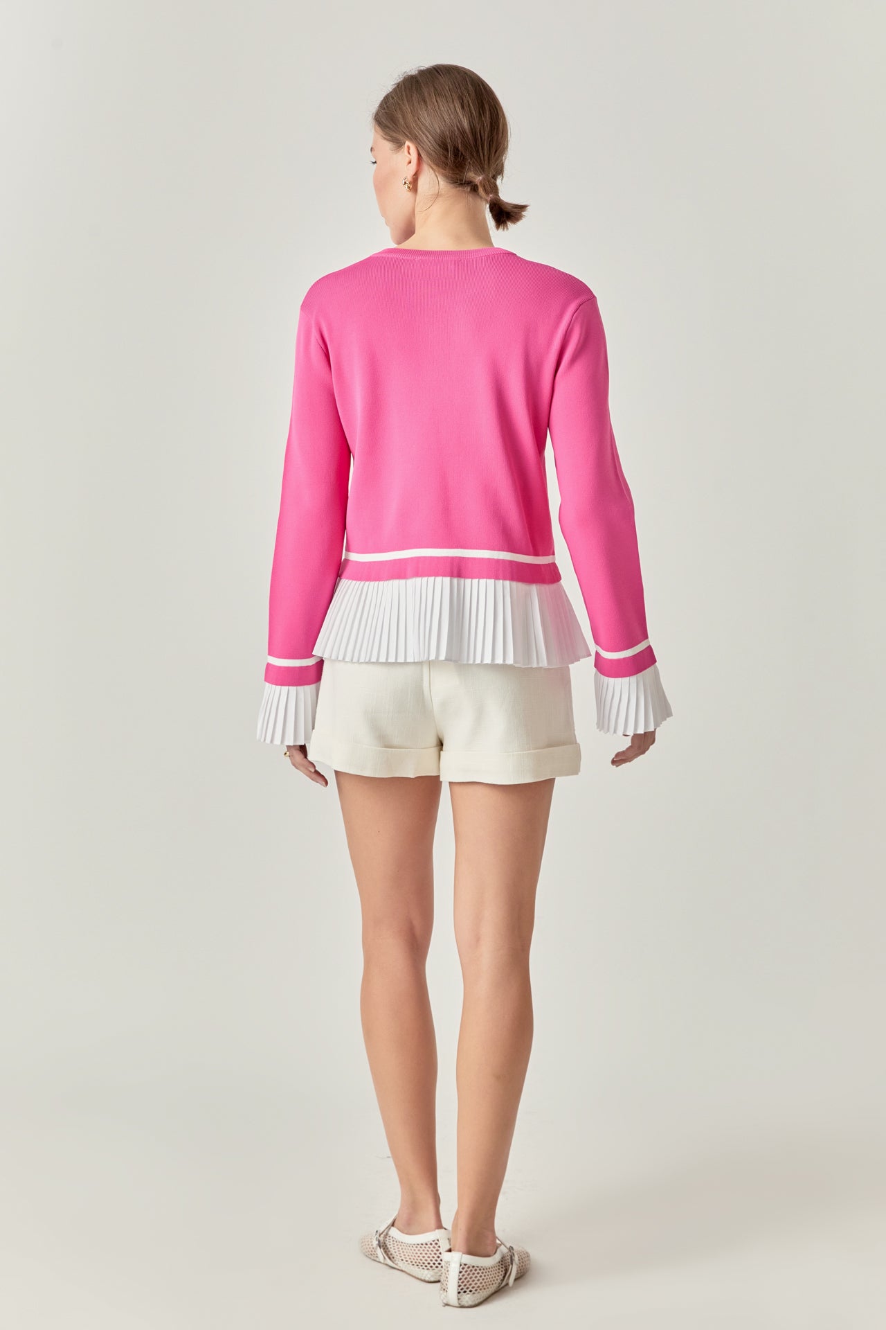 ENGLISH FACTORY - English Factory - Mixed Media Pleated Knit Top - TOPS available at Objectrare