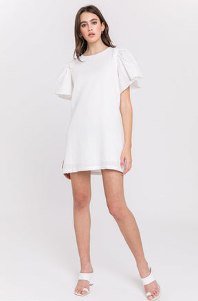 ENGLISH FACTORY - Woven Mixed Flare Sleeves Dress - DRESSES available at Objectrare
