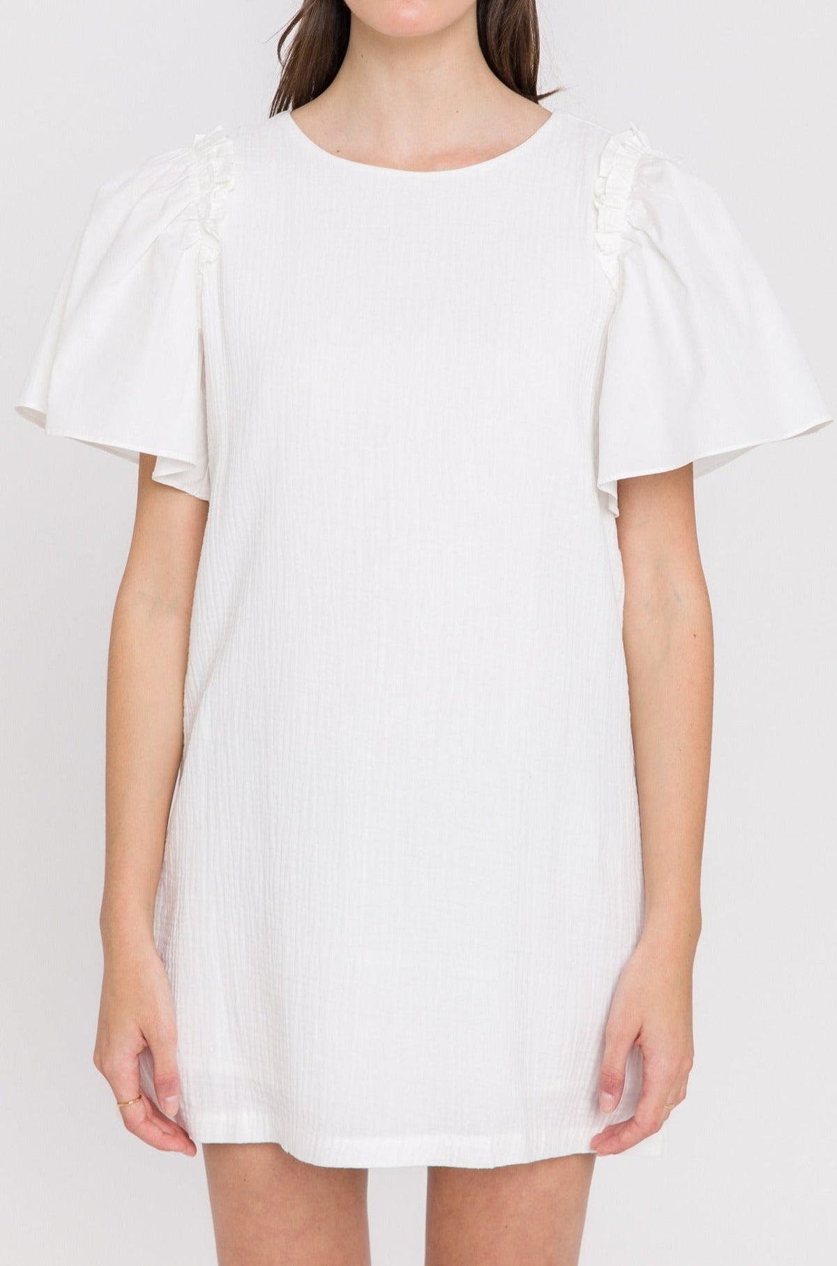 ENGLISH FACTORY - Woven Mixed Flare Sleeves Dress - DRESSES available at Objectrare