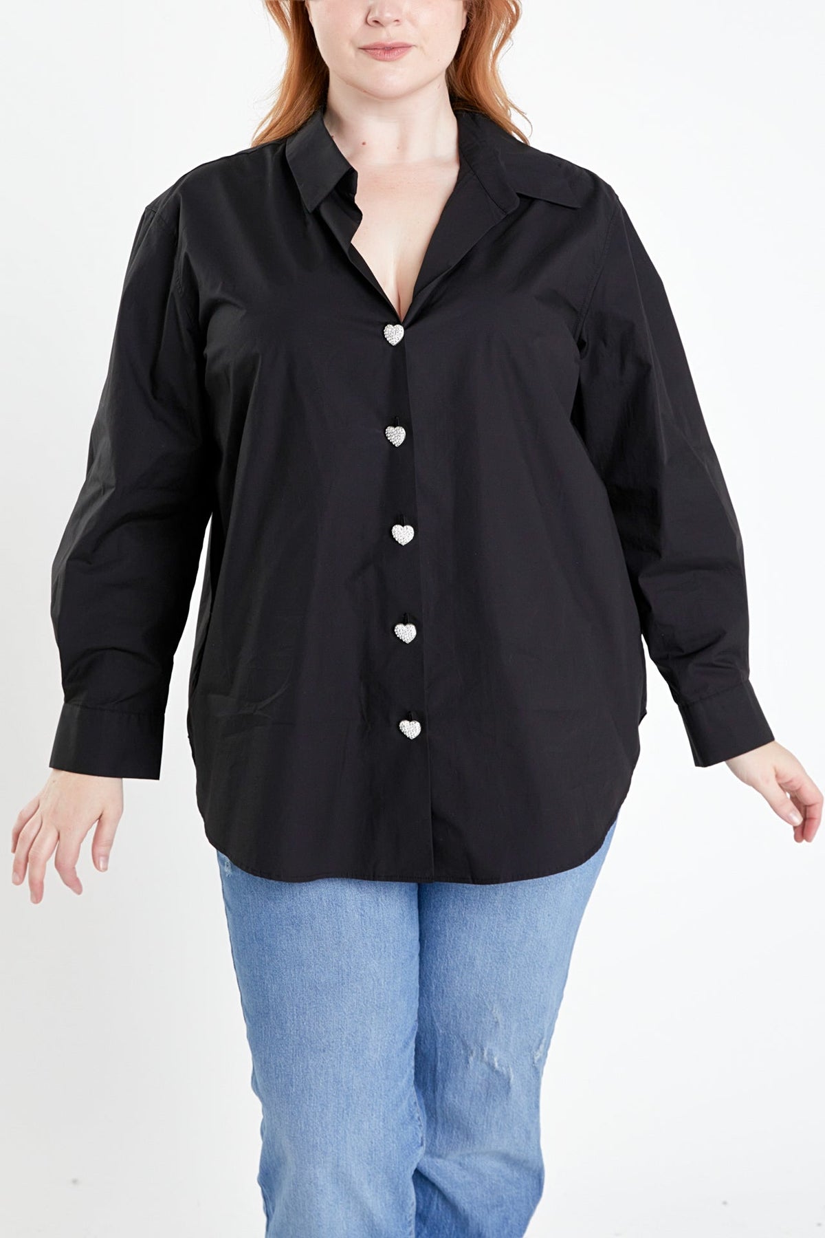 ENGLISH FACTORY - Plus Size Oversize Collared Shirt - TOPS available at Objectrare