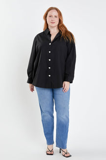 ENGLISH FACTORY - English Factory - Plus Size Oversize Collared Shirt - SHIRTS & BLOUSES available at Objectrare