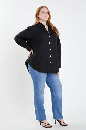 ENGLISH FACTORY - Plus Size Oversize Collared Shirt - TOPS available at Objectrare