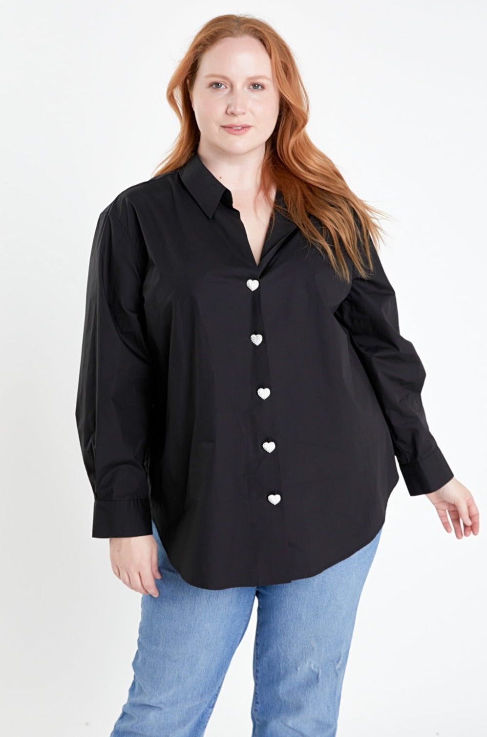 ENGLISH FACTORY - Plus Size Oversize Collared Shirt - TOPS available at Objectrare
