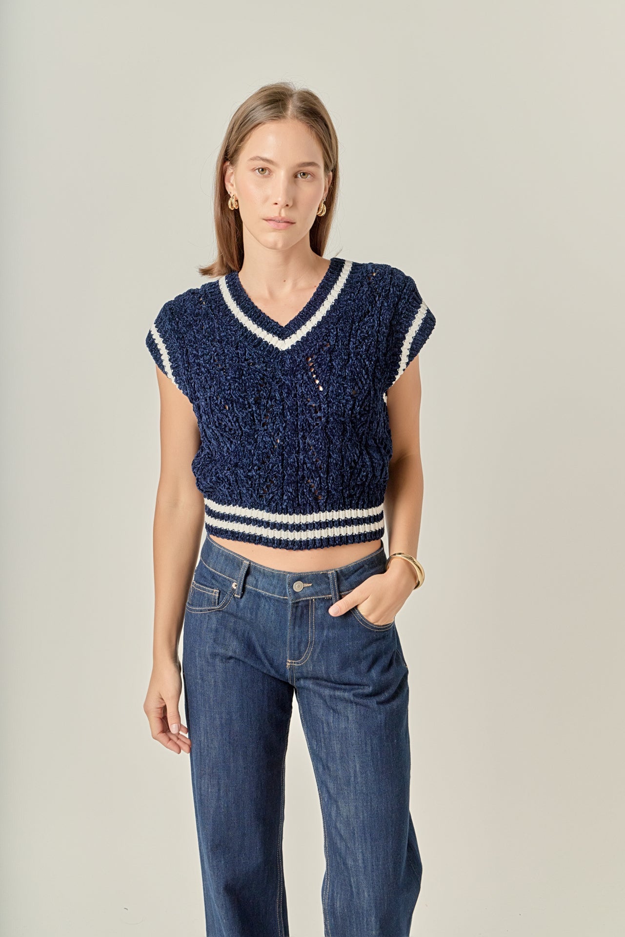 ENGLISH FACTORY - Chenille Contrast Vest - VESTS available at Objectrare