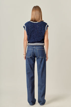 ENGLISH FACTORY - Chenille Contrast Vest - VESTS available at Objectrare