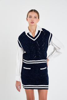 ENGLISH FACTORY - Chenille Contrast Vest - TOPS available at Objectrare