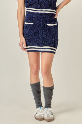 ENGLISH FACTORY - Chenille Contrast Mini Skirt - SKIRTS available at Objectrare