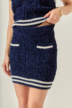 ENGLISH FACTORY - Chenille Contrast Mini Skirt - SKIRTS available at Objectrare