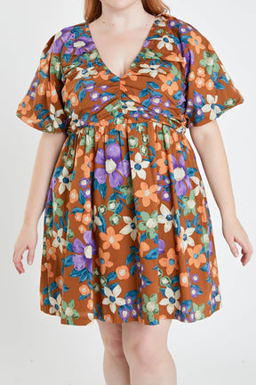 ENGLISH FACTORY - Floral Puffy Sleeve Mini Dress - DRESSES available at Objectrare