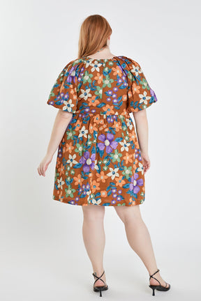 ENGLISH FACTORY - Floral Puffy Sleeve Mini Dress - DRESSES available at Objectrare