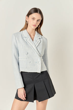 ENGLISH FACTORY - Textured Double Breasted Blazer - BLAZERS available at Objectrare