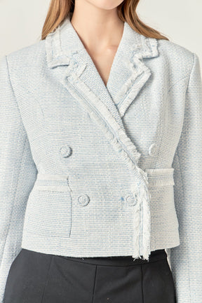 ENGLISH FACTORY - Textured Double Breasted Blazer - BLAZERS available at Objectrare