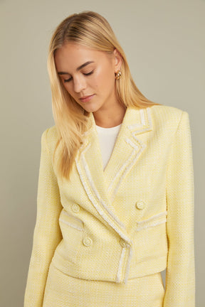 ENGLISH FACTORY - Textured Double Breasted Blazer - BLAZERS available at Objectrare