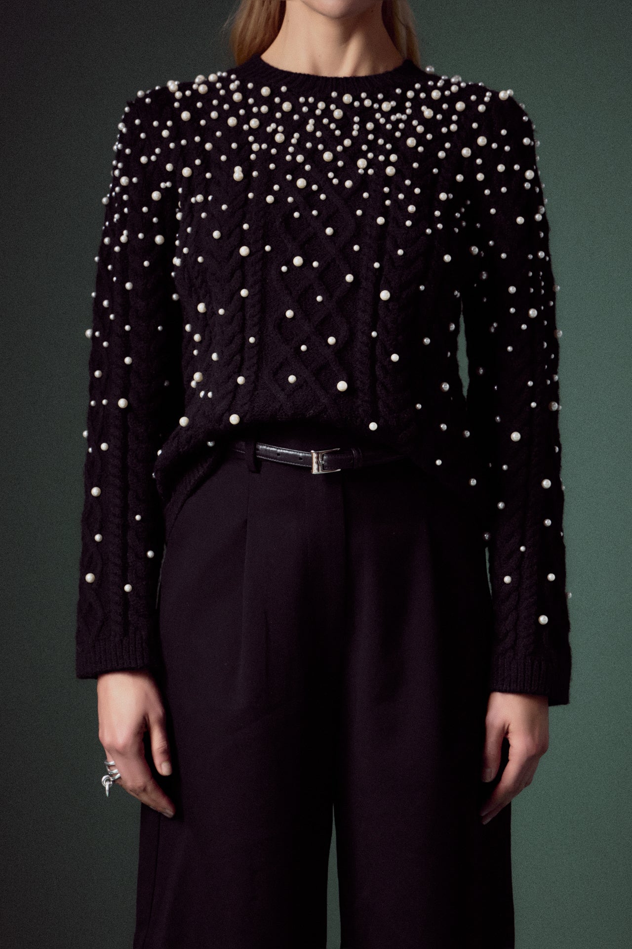 ENGLISH FACTORY - Pearl Cable Sweater - SWEATERS & KNITS available at Objectrare