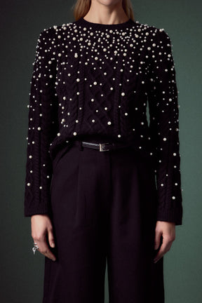ENGLISH FACTORY - Pearl Cable Sweater - SWEATERS & KNITS available at Objectrare